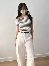 條紋露肩tops