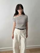 條紋露肩tops